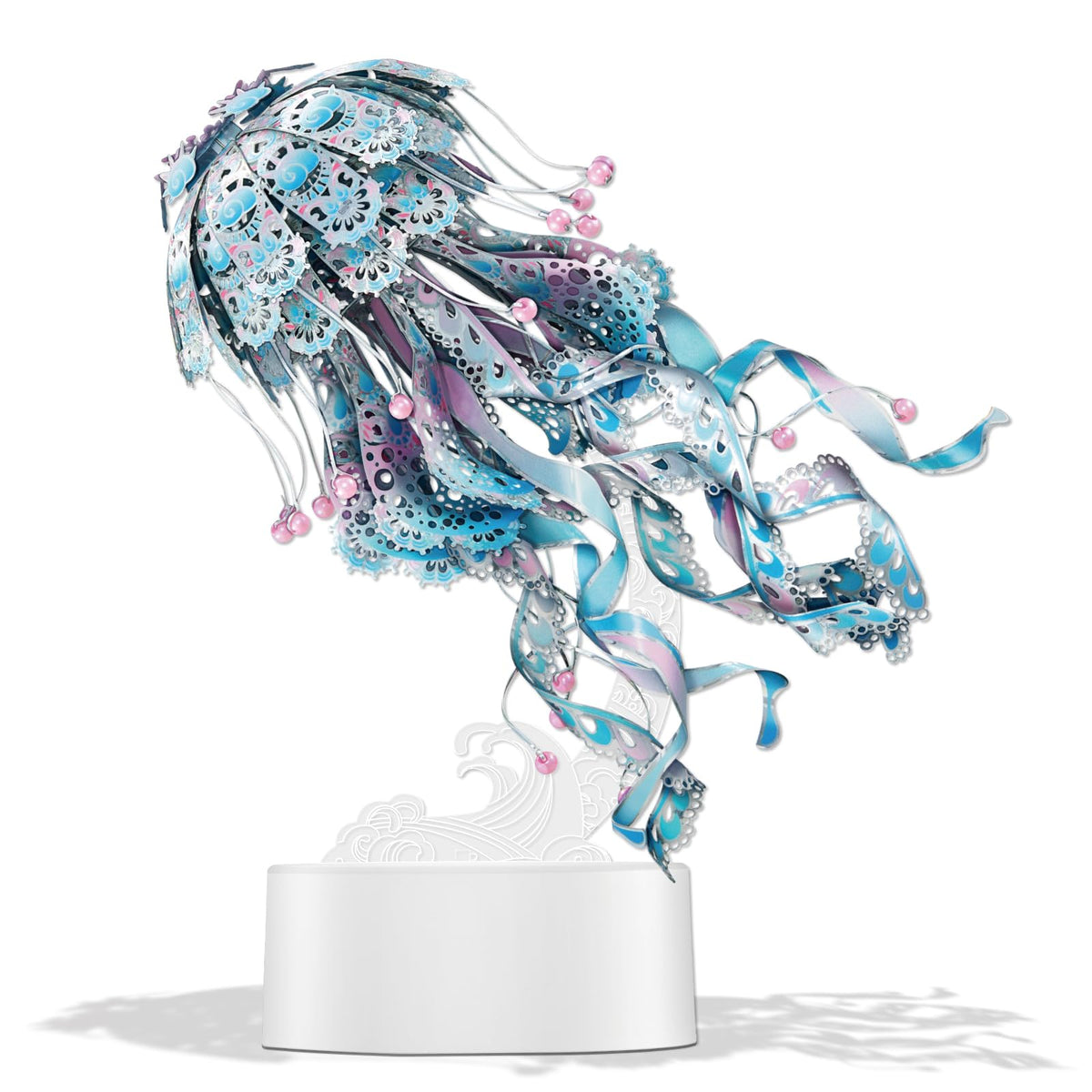 Piececool 3D Puzzles for Adults, Jellyfish Night Light with USB Plug, Ocean Animals 3D Metal Model Building Kits, Hobbies DIY Assembling Arts and Crafts