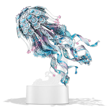 Piececool 3D Puzzles for Adults, Jellyfish Night Light with USB Plug, Ocean Animals 3D Metal Model Building Kits, Hobbies DIY Assembling Arts and Crafts
