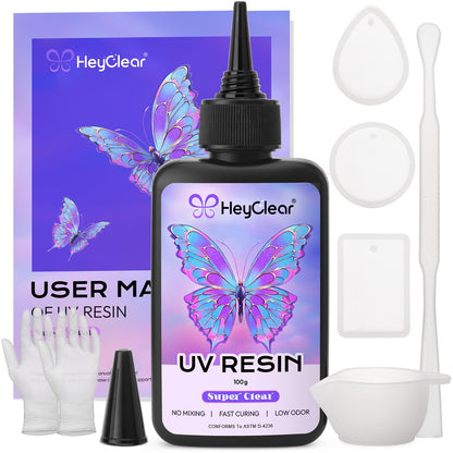 HeyClear 300g UV Resin Molds Kit with Light for Jewelry Making, Keychains
