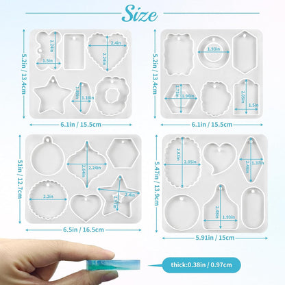 Resin Pendant Molds with Hole, Set of 4 Keychain Casting Molds
