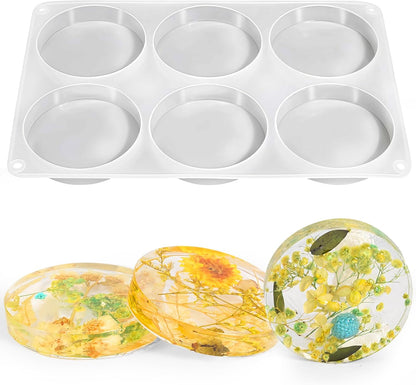 6 Cavity Deep Coaster Mold for Epoxy Resin, Flower Preserve