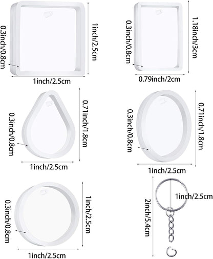 WILLBOND 67 Pieces Resin Keychain Molds Silicone with Hole, 5 Shapes