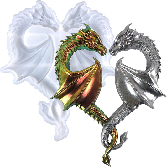 3D Heart Dragon Silicone Mold for Epoxy/UV Resin Casting DIY Craft Decors