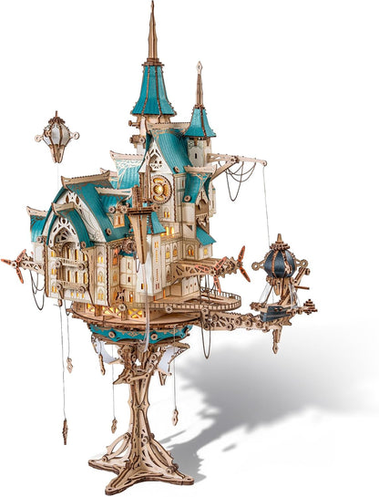 FUNPOLA 3D Wooden Puzzle Steam Castle Model Steampunk Baroque Building Kit