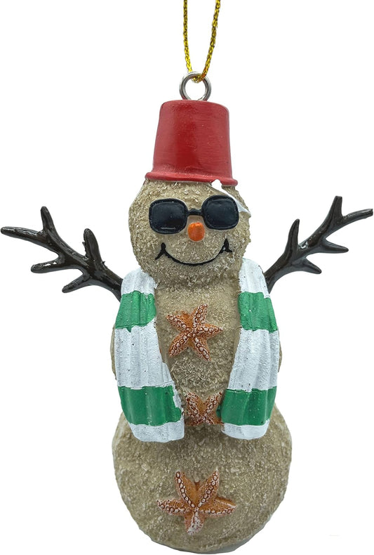 Beach Christmas Sand Snowman Ornament Nautical Tree Decor