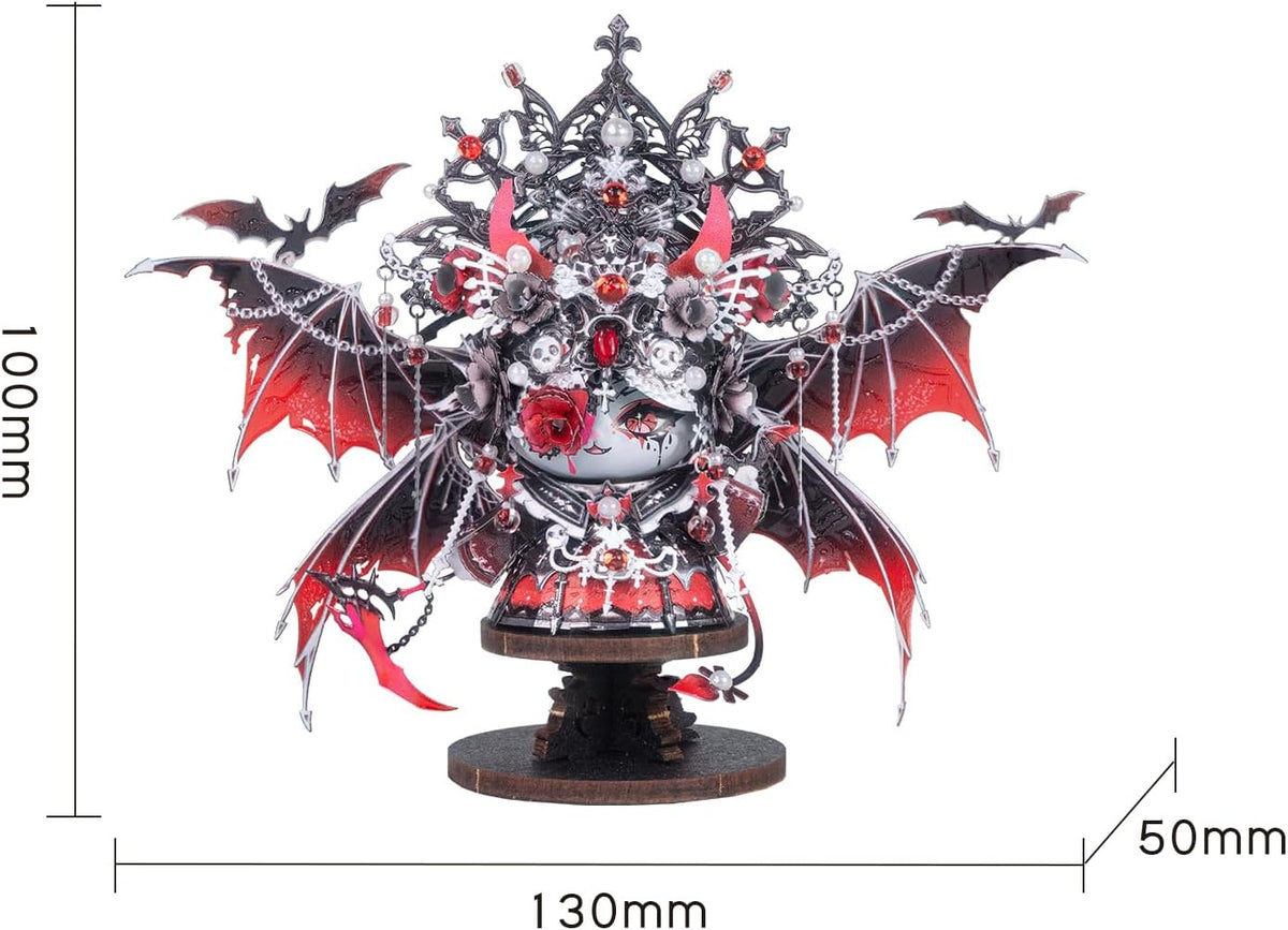MU 3D Metal Puzzles for Adults Magnetic Interchangeable Cat Head Puzzle Vampire Dark Queen Kitty with 2 Base, Spooky Puzzle Metal Models Kits Building, DIY Sets Cat Lover Owner Gifts Collectibles