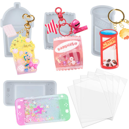 Alphabet Resin Shaker Molds Kawaii Keychain Charm Large and Small Set Pack of 107 Silicone Trays Seal Films Precision Tip Applicator Bottle Kit Bundle