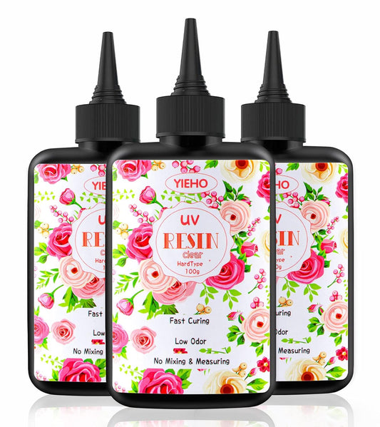 YIEHO 300g UV Resin Glue Crystal Clear, Hard UV Epoxy Resin for Crafting