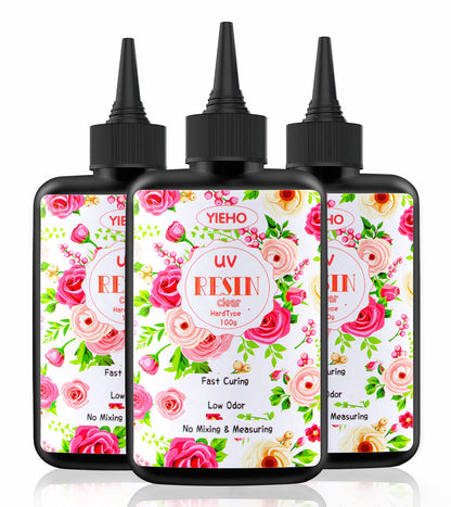 YIEHO 300g UV Resin Glue Crystal Clear, Hard UV Epoxy Resin for Crafting