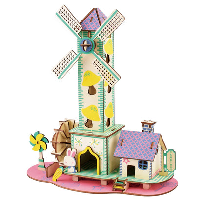 Log Cabin 3D Wooden House Puzzle,DIY Mini Building Model Kit，001
