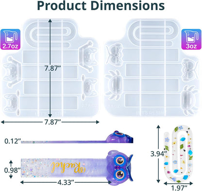 LET'S RESIN Bookmark Resin Molds, Cute UV Resin Bookmark Molds with Paperclip Pattern 3mm Thin,Bookmarks Silicone Molds for Epoxy Resin Crafts,Gifts for Book Lovers
