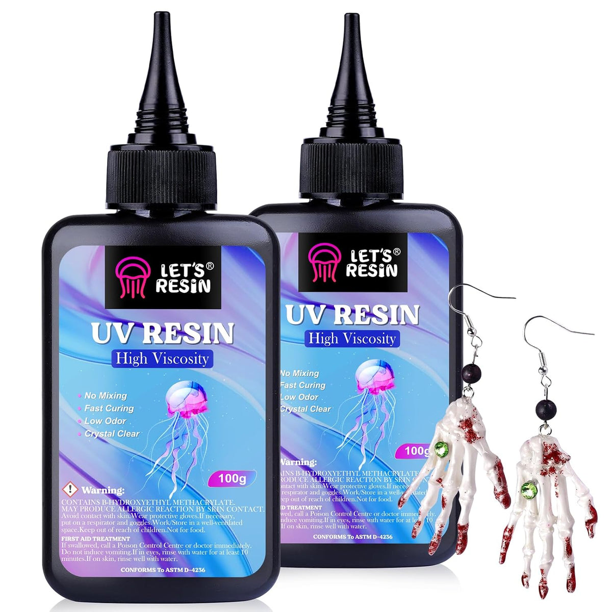 LET'S RESIN UV Resin, 200g High Viscosity Resin for Crafts, Doming, Coating