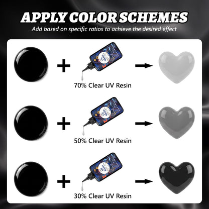 KISREL Colored UV Resin, 300g Black & White UV Resin Set for Jewelry Crafts