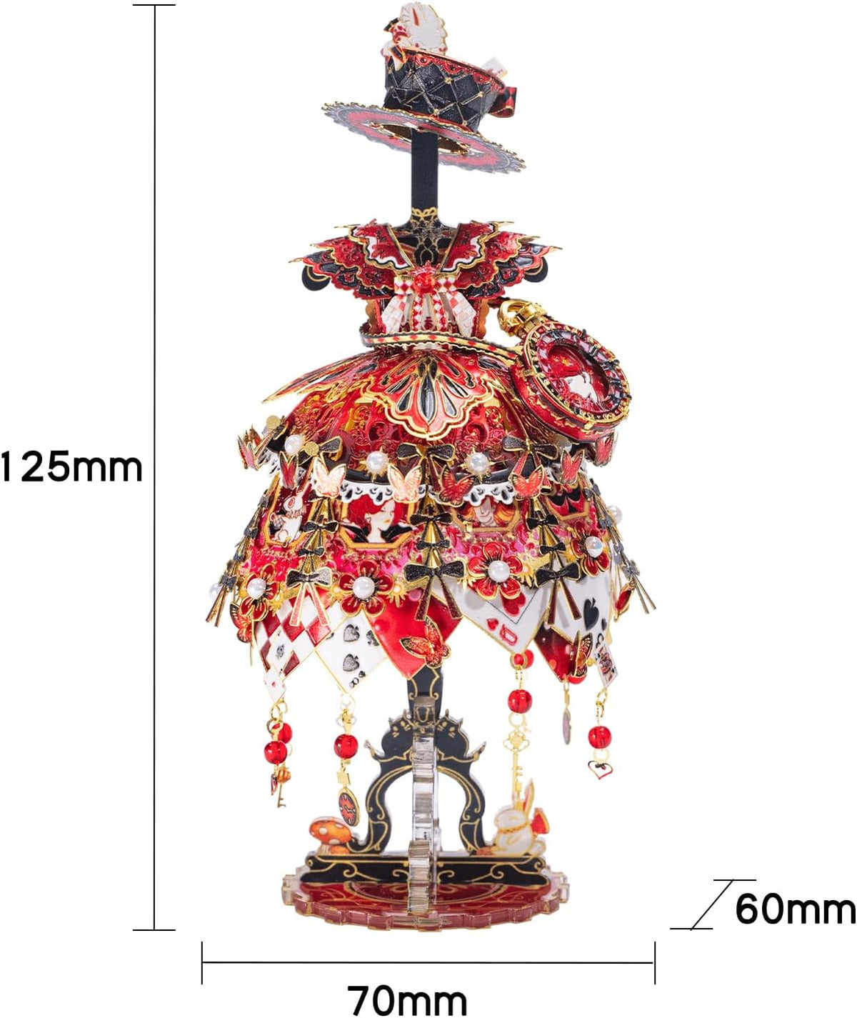 MU 3D Metal Puzzles for Adults Building Queen of Hearts Fairy Tale Red Ball Dress, The Queen of Wonderland Miniature Metal Model Kits Assembling, Birthday Xmas New Year Gift DIY Toys Desk Decor