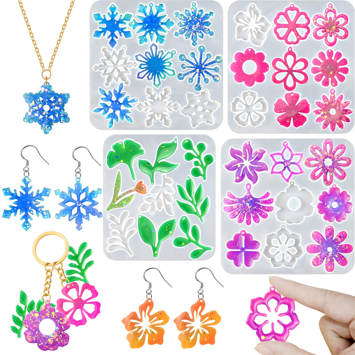 Resin Earring Molds, Set of 4 Style Silicone Earring Molds