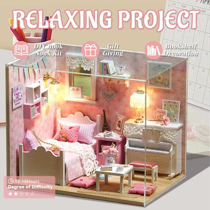 Flever DIY Miniature House Kit, Tiny Home Kit with LED Light, Mini House Build Craft Kits for Adults and Teens, Home Decor Creative Gift for Family/Friends (Sunny Princess)
