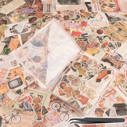 200Pcs Vintage Scrapbook Stickers, Aesthetic Junk Journal Stamping Supplies Kit, Scrapbooking Ephemera Washi Paper for Bullet Journaling Planners Diary Collage