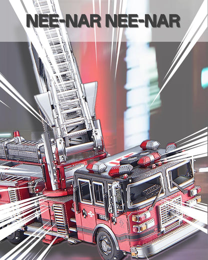 Piececool 3D Metal Puzzles for Adults, Ladder Truck Fire Engine Model Kits Building, Challenge to Assemble DIY Craft Kits, Best Birthday 354 Pcs