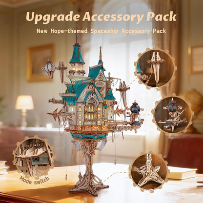 FUNPOLA 3D Wooden Puzzle Steam Castle Model Steampunk Baroque Building Kit