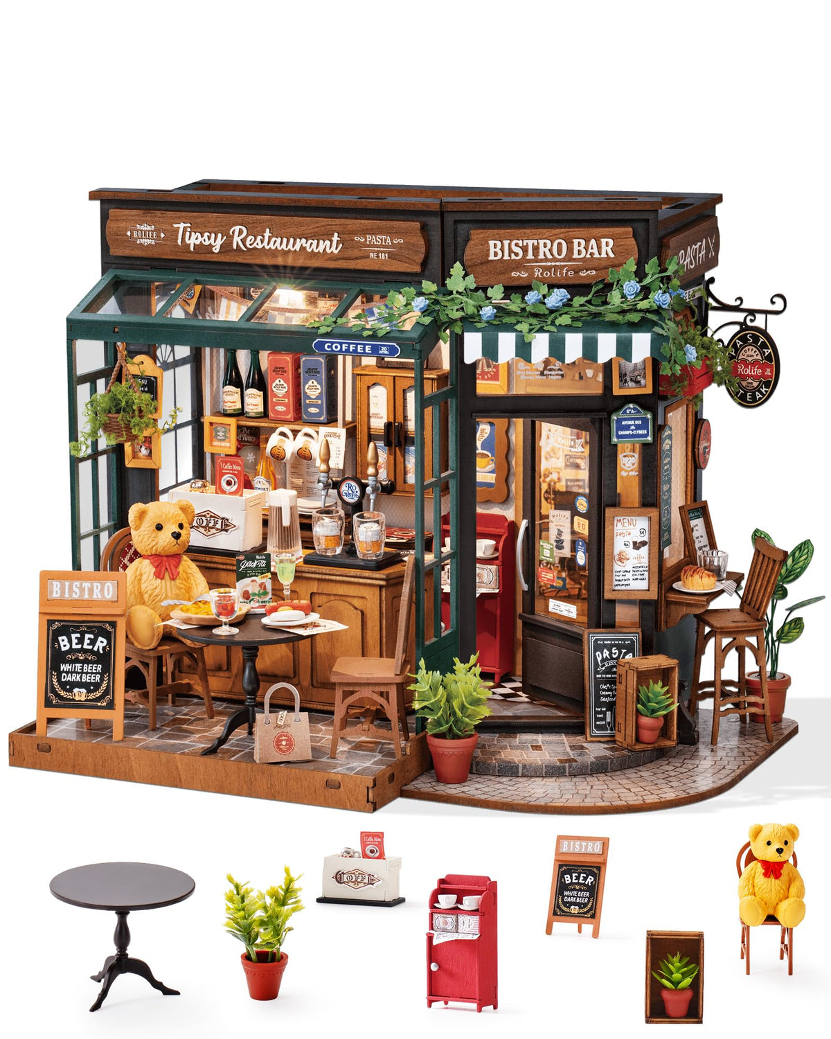 ROBOTIME DIY Miniature House Kit Dollhouse Kit for Adults Mini Tiny House Kit with Furniture Building Model Kit Crafts Creative Gift for Boys Girls (Baking Kitchen)