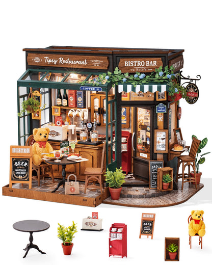 ROBOTIME DIY Miniature House Kit Dollhouse Kit for Adults Mini Tiny House Kit with Furniture Building Model Kit Crafts Creative Gift for Boys Girls (Baking Kitchen)