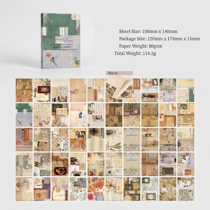 100 Sheets Vintage Collage Art Scrapbook Paper,Retro Mixed Media Journal Ephemera,Antique Document Background Set,Neutral Tone Craft Supply,for Adult DIY Album