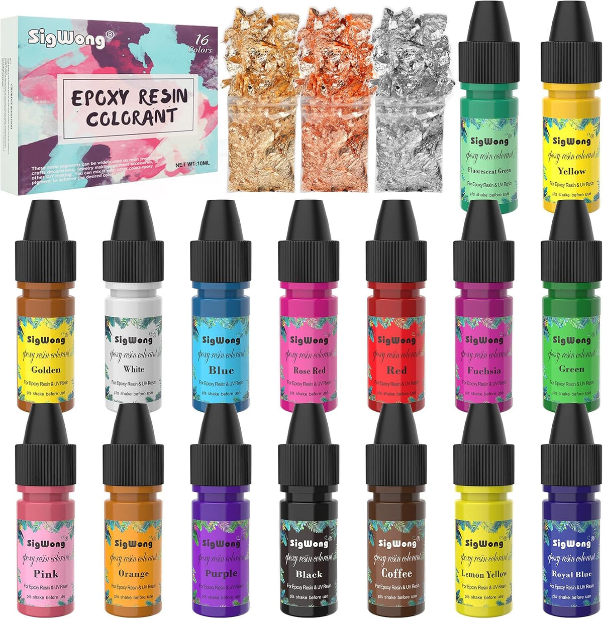 Epoxy Resin Pigment - 16 Colors Translucent Resin Colorant, Highly Concentrated Resin Dye for DIY Jewelry Making, AB Resin Coloring - 10ml