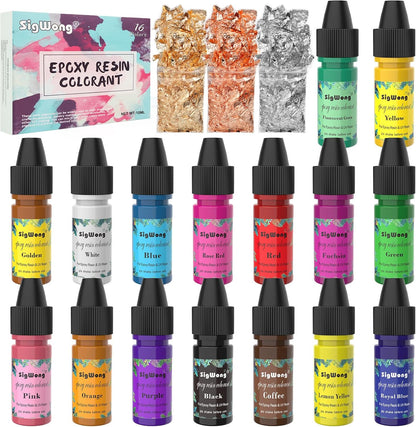 Epoxy Resin Pigment - 16 Colors Translucent Resin Colorant, Highly Concentrated Resin Dye for DIY Jewelry Making, AB Resin Coloring - 10ml