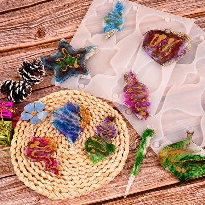 Actvty Silicone Molds - 2 Pcs Christmas Ornaments & Pendant Molds for Epoxy Resin DIY Crafts & Jewelry Xmas Decor Gift