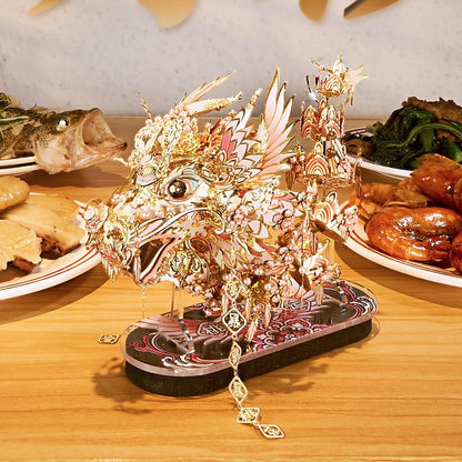 Piececool 3D Metal Puzzles for Adults, Chinese Lucky Dragon DIY Model Building Kits Challenging Brain Teaser 3D Puzzles DIY Assembling Crafts Best Gfits Home Decor