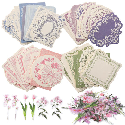 445 Pcs Vintage Scrapbook Paper with Floral Stickers for Junk Journal