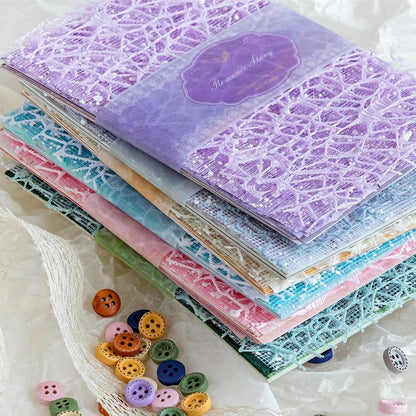 156 Sheets Textured Scrapbook Paper & Mesh Fabric Assorted Set +30 Buttons - 6 Pack Mixed Special Paper for DIY Scrapbooking Planner Bullet Junk Journal Supplies Collage Background 3.9x5.5 Inch
