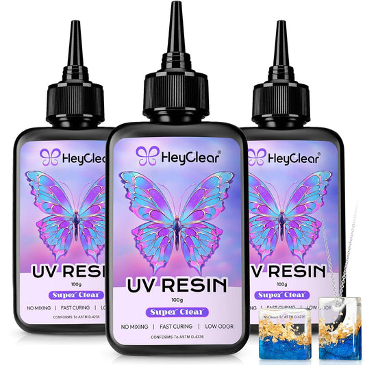 HeyClear UV Resin kit 300g Premixed UV Epoxy Resin Glue Cure for Crafts