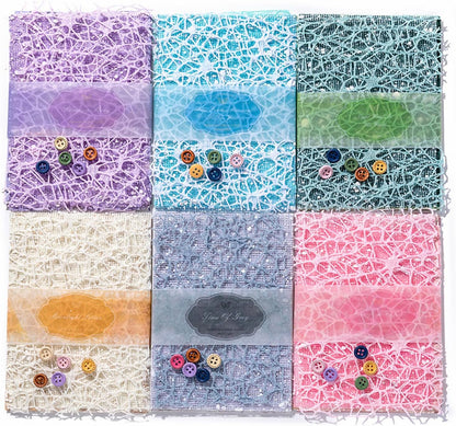 156 Sheets Textured Scrapbook Paper & Mesh Fabric Assorted Set +30 Buttons - 6 Pack Mixed Special Paper for DIY Scrapbooking Planner Bullet Junk Journal Supplies Collage Background 3.9x5.5 Inch