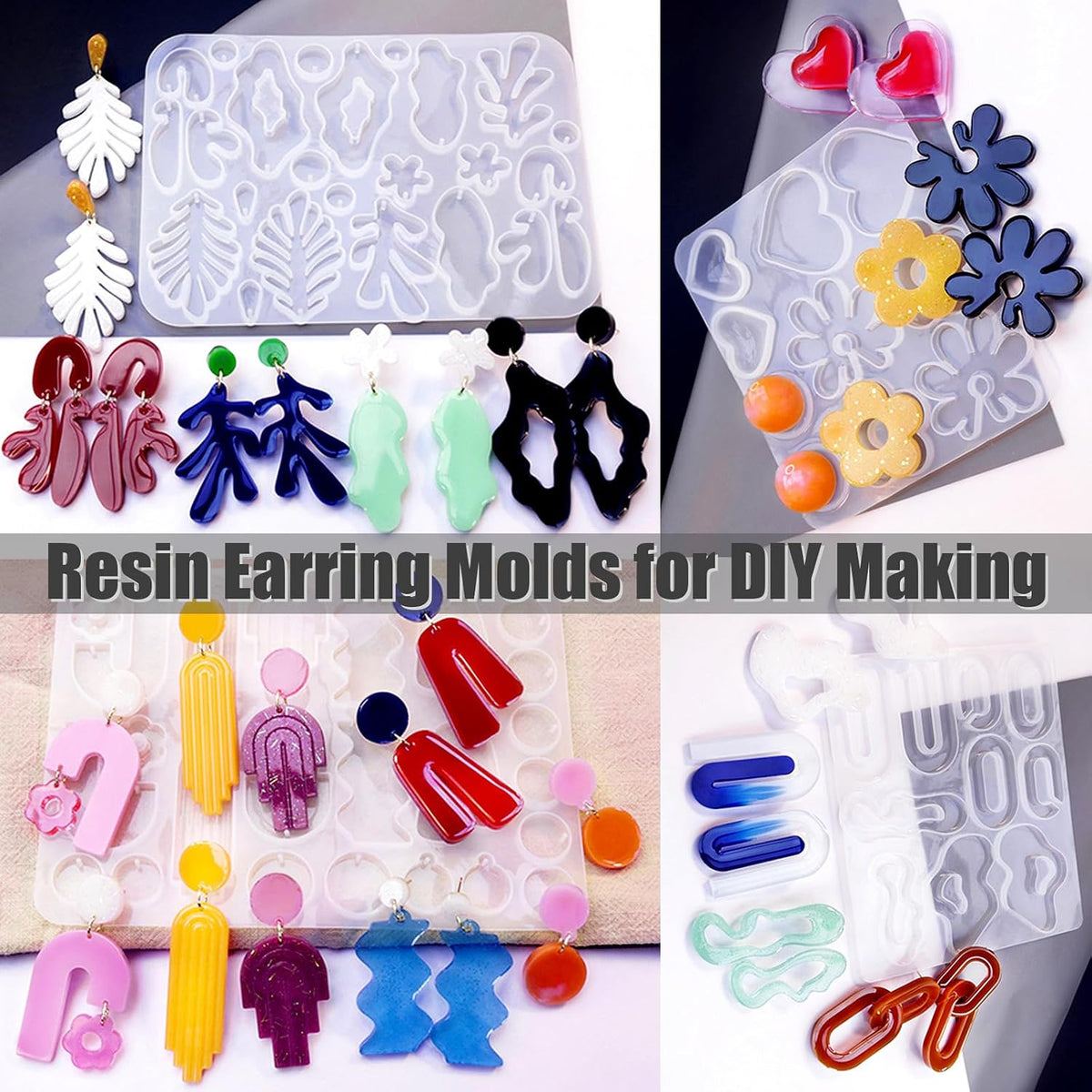 Resin Earring Molds, Set of 4 Style Silicone Earring Molds