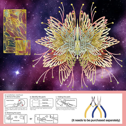 Piececool 3D Metal Model Kits, 12 Constellation Series - Gemini Wishing Cranes Assembling Metal Model Building Kits DIY Handcraft Kits 3D Puzzles for Adults, Best Birthday Gifts, 55Pcs