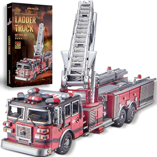 Piececool 3D Metal Puzzles for Adults, Ladder Truck Fire Engine Model Kits Building, Challenge to Assemble DIY Craft Kits, Best Birthday 354 Pcs