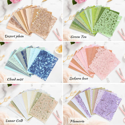 96 Sheets Scrapbook Supplies & Junk Journal Supplies Set - Textured Paper & Mesh Fabric for Scrapbooking, Journaling, Collage, Vision Board, Card Making (3.9x5.5 Inch)
