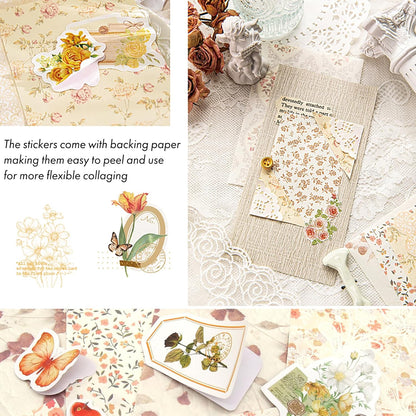 Vintage Floral Scrapbook Paper & Journaling Stickers, 400pcs