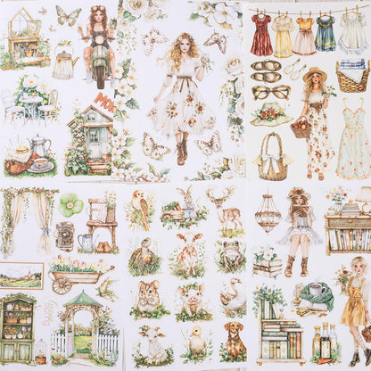 YagCu Journaling Stickers, Spring Scrapbook Sticker Book, Junk Journal Supplies, Pre-Cut Aesthetic Scrapbooking for Adults, Decorative Ephemera Bullet Planner DIY Arts Craft Collage