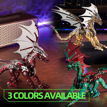 OreilleStar 3D Metal Dragon Puzzle, Mechanical Model Building Kit, Green and Red Assembly Puzzle for Adults Gift (Gold Dragon)