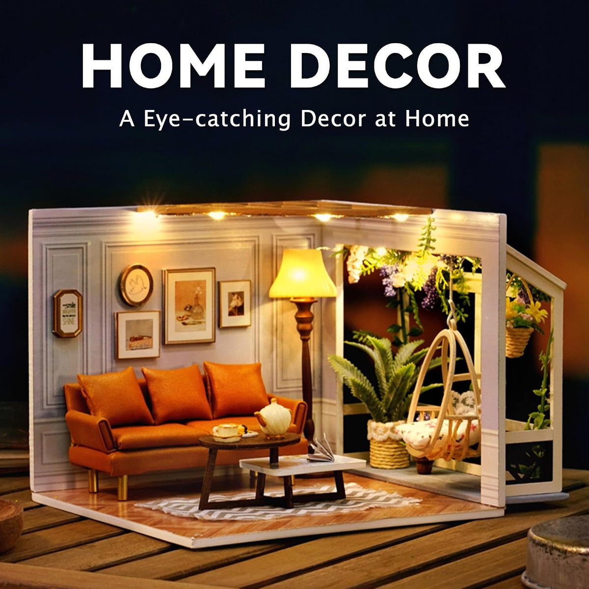 Flever DIY Miniature House Kit, Tiny Home Kit with LED Light, Mini House Build Craft Kits for Adults and Teens, Home Decor Creative Gift for Family/Friends(Warm Moment)