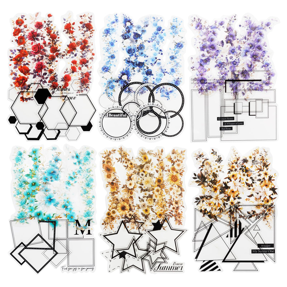 120 Pcs Floral Garden Stickers for Scrapbooking and Journaling