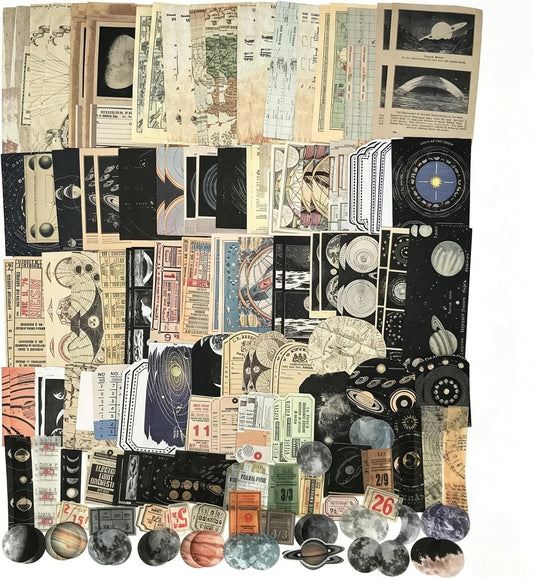 Esweny 200PCS Vintage Scrapbooking Supplies Kit for Journaling, Scrapbook Sticker Paper Pack for Junk Journal Planners Aesthetic Cottagecore Room Decor Wall Art Collage Album