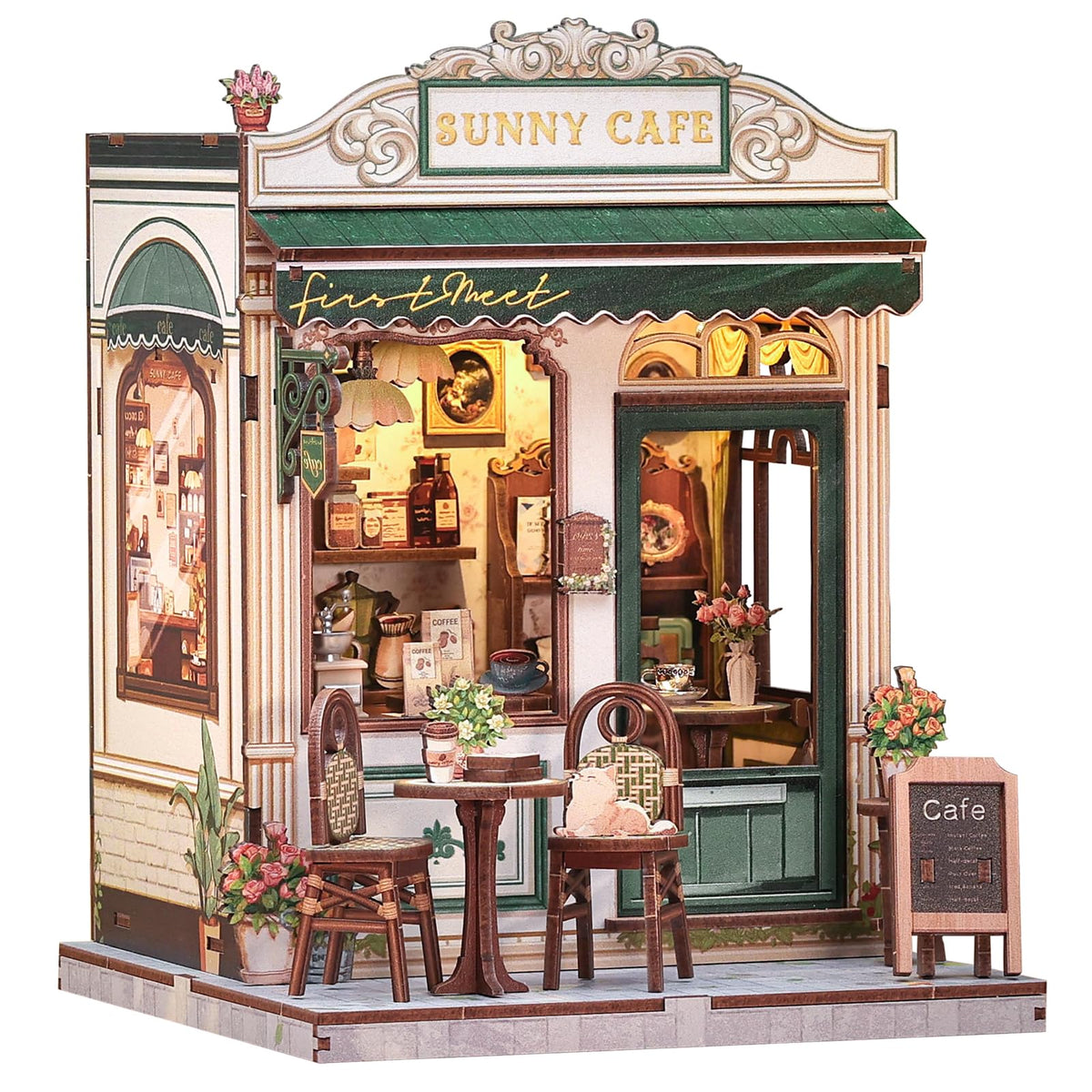 Cutefun Book Nook Kits for Adults, DIY Miniature House Kit Coffee Shop