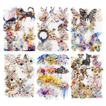 120 Pcs Floral Garden Stickers for Scrapbooking and Journaling