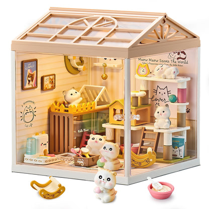 Miniature Living Room DIY Kit, 92Pcs 1:24 Scale Dollhouse with LED
