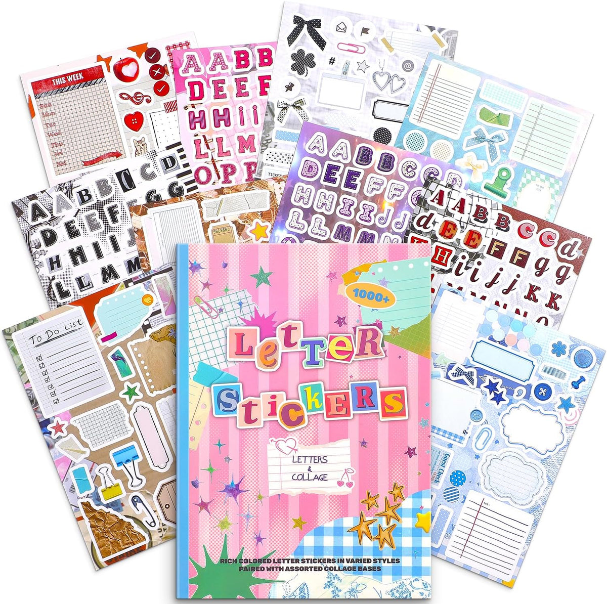 1000+ Pcs Alphabet Collage Sticker Book, Retro Letter & Collage Note Frame Decor Stickers for Junk Journal, Scrapbooking Supplies, Ideal DIY Decorative Gift for Women Teen Girls