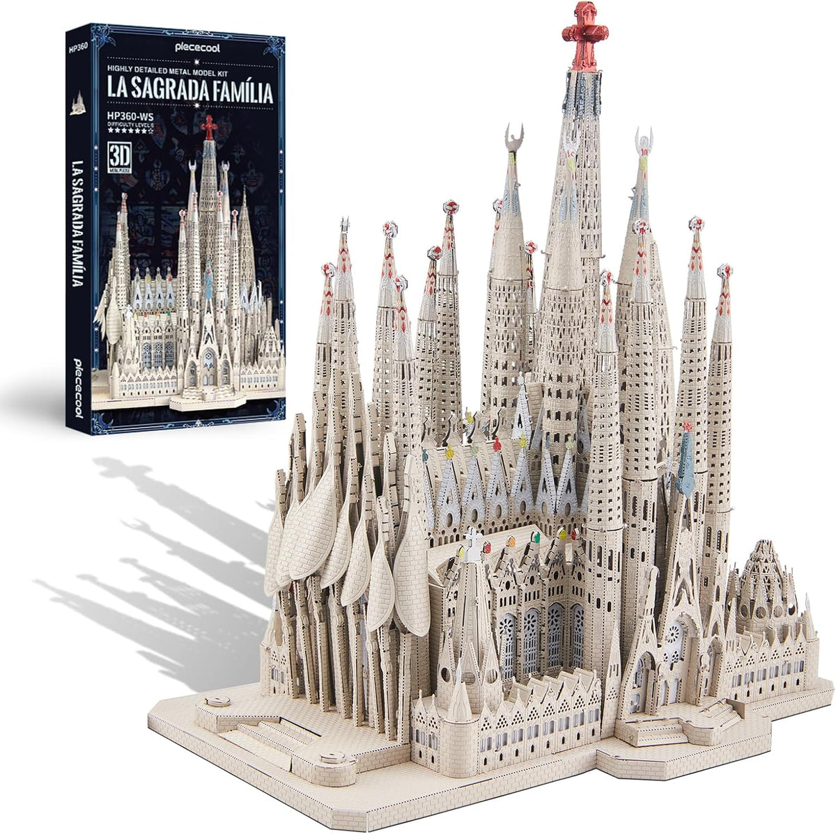 Piececool 3D Metal Puzzles for Adults and Teens, La Sagrada Família Metal Model Kit, Hobby DIY Crafts for Adult Challenge Spanish Cathedral Brain Teaser Architecture Building Kit, 450 Pcs