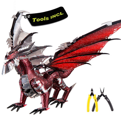 Piececool 3D Metal Model Kits-Black Dragon King, DIY 3D Puzzles for Adults Brain Teaser Puzzles for Teens, Great Birthday New Year Gifts, 107 Pcs